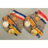 TWO 1914 STAR TRIO OF MEDALS, with matching memorial death plaque to two brothers both killed in the