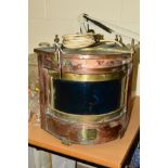 A 1940'S COPPER 'STARBOARD' SHIP'S LIGHT, bears brass plaque numbered 'A.P. 8025, S & A 1941',