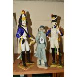 A LLADRO FIGURE, 'Spanish Policeman' (Guardia Civil) No 4889, height 29.5cm, together with two
