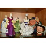 SEVEN VARIOUS FIGURES AND TWO CHARACTER JUGS, to include Royal Doulton 'Loretta' HN2337, 'Fair Lady'