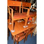 GORDON RUSSELL OF BROADWAY, a 1960's walnut and beech extending dining table, one addition leaf,