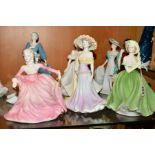 EIGHT COALPORT LADIES OF FASHION FIGURES, 'Miranda', 'Sophisticated Lady', 'Elegance', 'Special