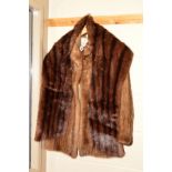 A FUR JACKET AND STOLE, the mink tail jacket with cross hatch design to top third, front and back,