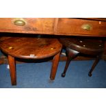 A CIRCULAR 19TH CENTURY OAK OCCASIONAL TABLE and an another oak occasional table (2)