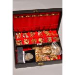A JEWELLERY BOX OF MAINLY COSTUME JEWELLERY, to include many pieces of designer costume jewellery,