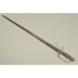 A LATE BELIEVED 18TH CENTURY SWORD, with pitted etched blade 70cm length, slight damage to tip,