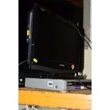 A SHARP 19'' LCD TV together with a Sony DVD player (no remote) (2)