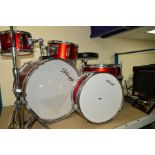 CHILD'S STAGG FIVE PIECE DRUM KIT, with two cymbals on stands, stool and a Hohner Panther amplifier