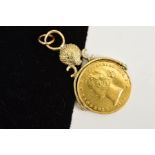 A SYDNEY MINT HALF SOVEREIGN PENDANT, the half sovereign for 1861, suspended from a swivel mount