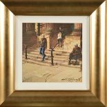 ROLF HARRIS (AUSTRALIAN 1930) 'ON THE STEPS OF THE WALKER', a limited edition print on board 104/