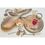 A SELECTION OF SILVER AND WHITE METAL JEWELLERY, the jewellery to include a hinged child's bangle,