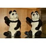 TWO WADE HEATH SEATED PANDAS, both waving, height 21cm (sd to ears and crazing to glaze) (2)