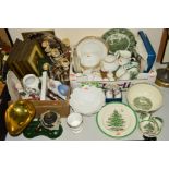 TWO BOXES AND LOOSE SUNDRY ITEMS OF CERAMICS etc to include Duchess 'Ascot' white tea wares,