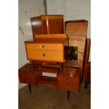 A G PLAN 1950'S WALNUT TWO PIECE BEDROOM SUITE, comprising a dressing table with four drawers,