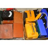 TWO TRAYS OF MODERN AND VINTAGE ELECTRICAL TESTING EQUIPMENT, from makers such as Meggar, AVO, etc