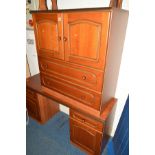 A SCHREIBER CHERRYWOOD TWO PIECE BEDROOM SET, comprising of a two door cupboard and a dressing table