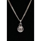 AN 18CT WHITE GOLD SINGLE STONE DIAMOND PENDANT NECKLACE, designed as a single round brilliant cut