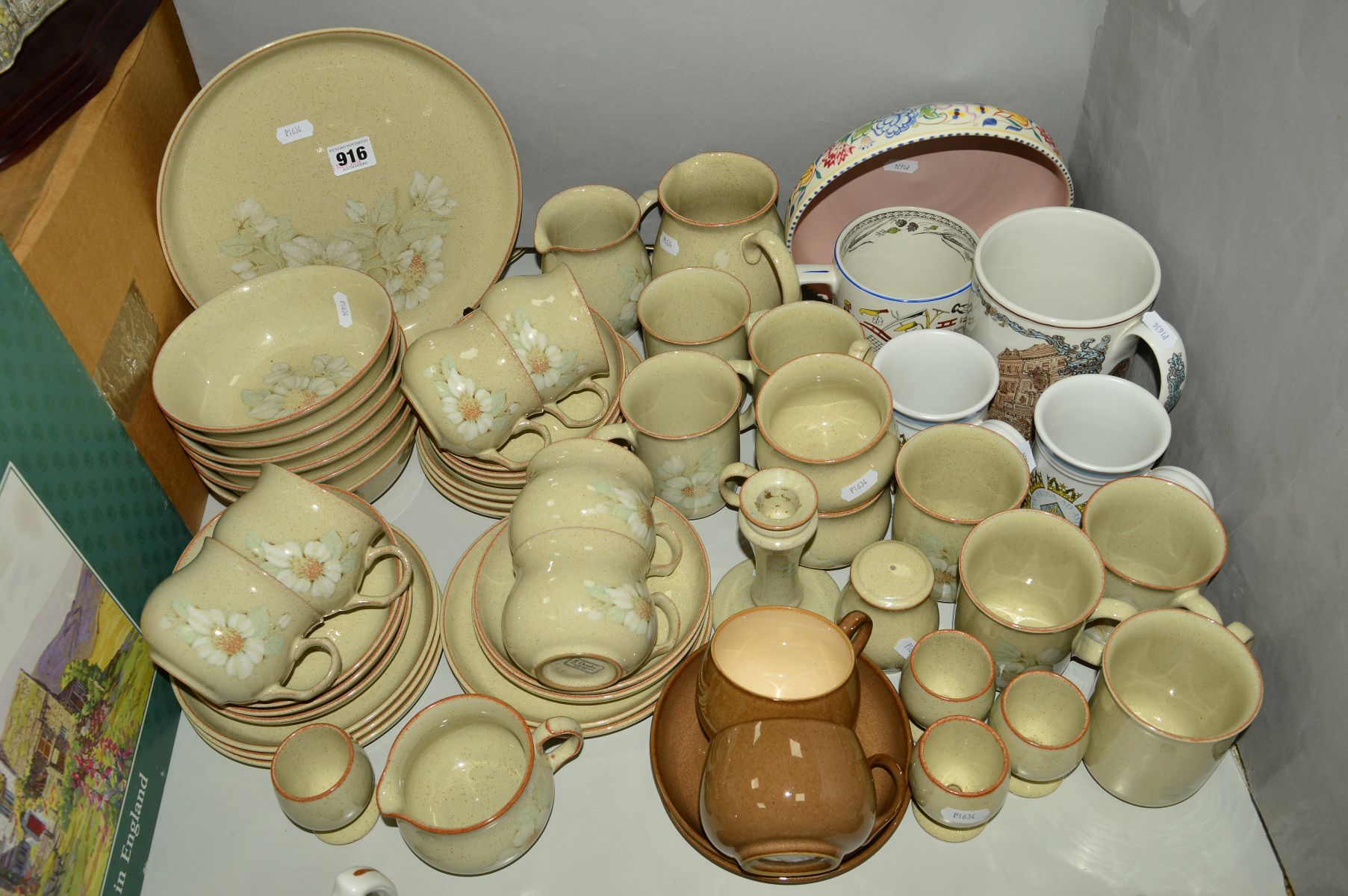 DENBY DAYBREAK TEA/DINNER WARES ETC, to include bowls, jugs, cups, saucers, mugs and egg cups, Denby