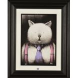 DOUG HYDE (BRITISH CONTEMPORARY) 'TOP CAT' a portrait of a cat wearing braces and a tie, limited