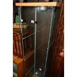 A MODERN DISPLAY CABINET with triple glass shelves, width 34cm x depth 37cm x height 161cm