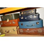 SEVEN VARIOUS VINTAGE SUITCASES