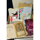 BOX OF EPHEMERA, including Aston Villa football interest, Royalty memorabilia, Giles cartoon books