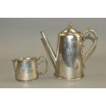 A GREAT CENTRAL RAILWAY ELKINGTON SILVER PLATED COFFEE POT, lidded pot with scroll handle, G.C.R.