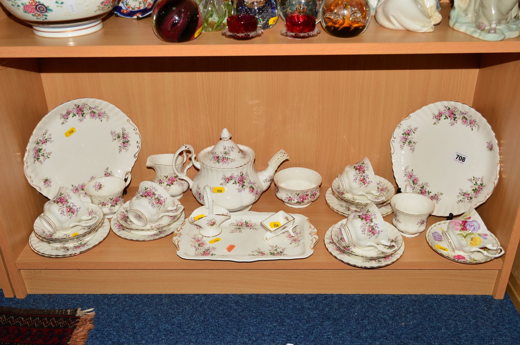 ROYAL ALBERT 'LAVENDER ROSE' TEAWARES AND TRINKETS, together with a 'Sweet Pea-April' teacup and