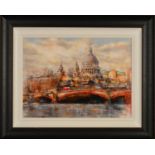 GARY BENFIELD (BRITISH 1965) 'ST PAULS', a London cityscape, limited edition print 47/195, signed