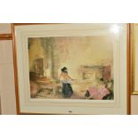 SIR WILLIAM RUSSELL FLINT (1880-1969) 'IN A BURGUNDIAN GRANARY', a limited edition print 171/850,