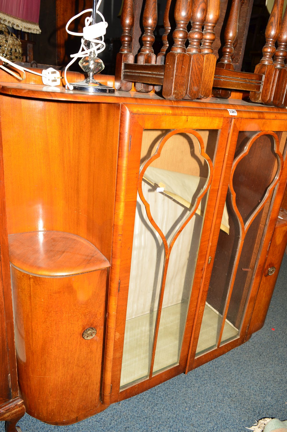 AN ART DECO WALNUT CHINA CABINET (sd)