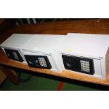 THREE GREY ELECTRONIC PERSONAL SAFES, 31x20x20cm high