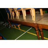 A VICTORIAN OAK REFECTORY TABLE, standing on turned legs 237x81x76cm high (s.d)