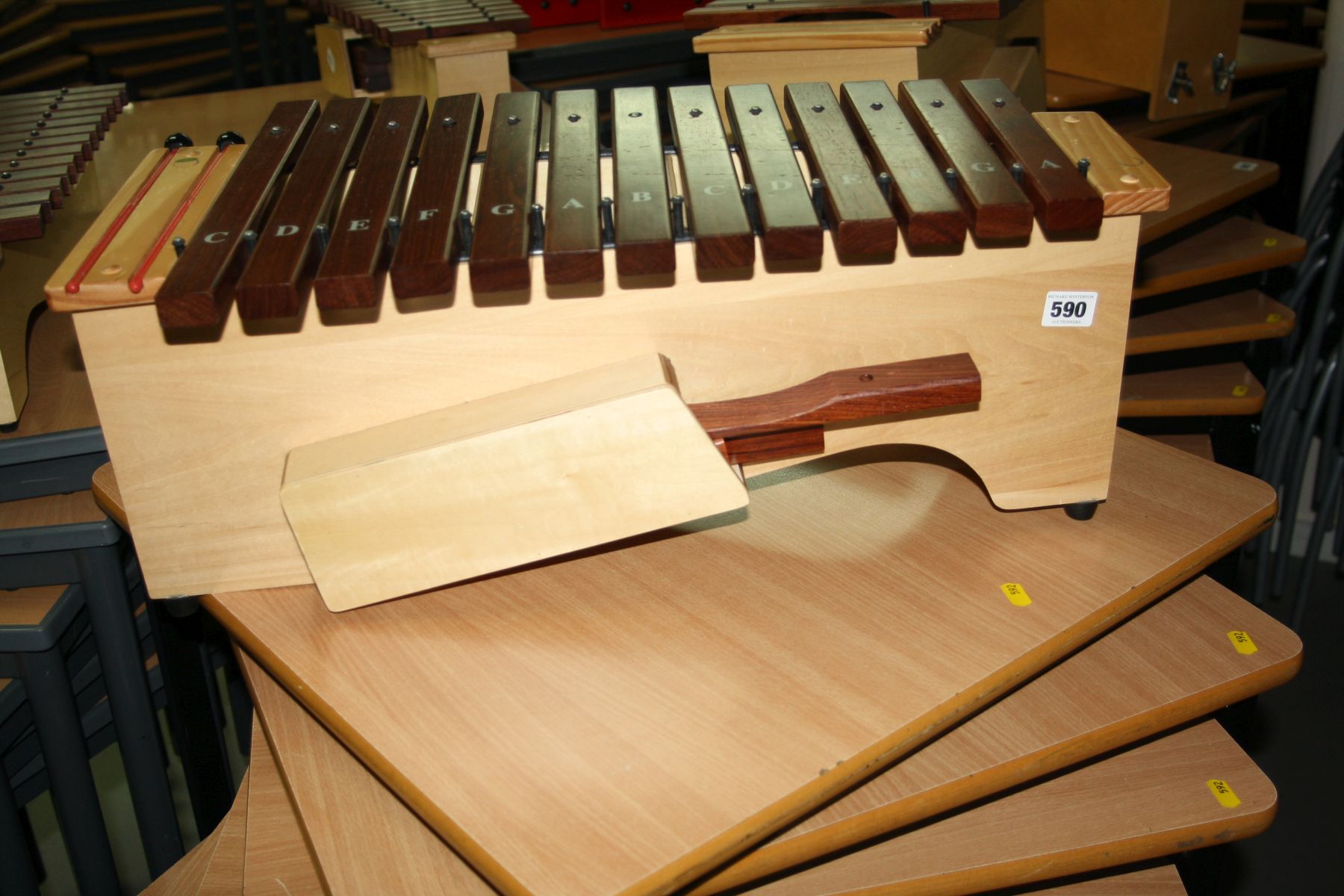 A NEW ERA PERCUSSION XYLOPHONE, with a thirteen key bed and rosewood sixteen blocks (three spare)