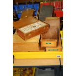 TWO TRAYS OF CASED MICROSCOPE SLIDES IN WOODEN CASES, including examples supplied by T Gerrard & Co,