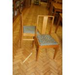 A SET OF SIX OAK DINING CHAIRS, with upholstered lift out seat pads