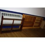 THREE MID CENTURY BOOKCASES, two in beechwood 25cm deep 101cm high 90cm and 120cm wide