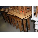 SIX RECTANGULAR STACKABLE TABLES, tops 60cm x 120cm, height 76cm approximate (6)