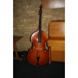 A CATHEDRAL 3/4 SIZE DOUBLE BASS, with spike and soft case 165cm total length (s.d)