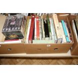 A TRAY CONTAINING APPROXIMATELY TWENTY FIVE BOOKS AND A BOXSET OF VIDEOS, on Art and Artists