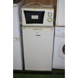 A COOLZONE UNDER COUNTER FRIDGE, 50cm wide and a Cookworks microwave