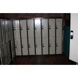 SEVEN DOUBLE METAL LOCKERS, all connected (fourteen lockers), 210x45x170cm (s.d)