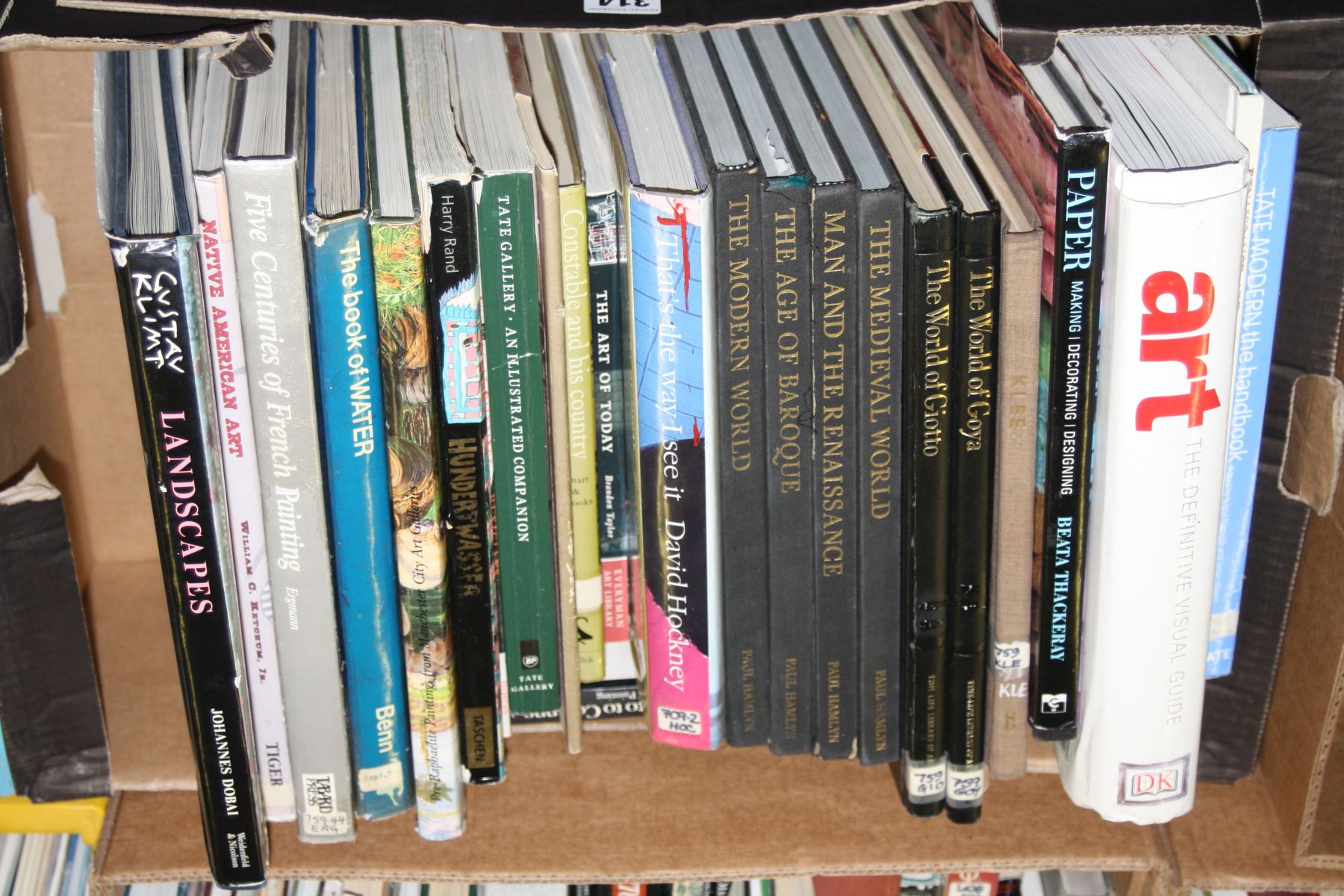 A TRAY CONTAINING APPROXIMATELY TWENTY BOOKS, on Art and Artists