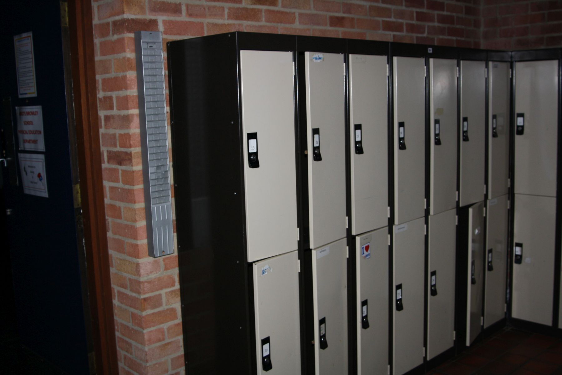 SEVEN DOUBLE METAL LOCKERS, all connected (fourteen lockers), 210x45x170cm (s.d)