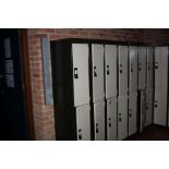 SEVEN DOUBLE METAL LOCKERS, all connected (fourteen lockers), 210x45x170cm (s.d)