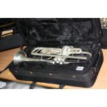 A PRELUDE BY BACH SILVERED CORNET, in hard case (no mouthpiece)