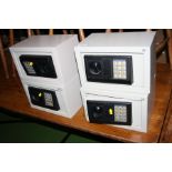 FOUR GREY ELECTRONIC PERSONAL SAFES, 30x20x20cm