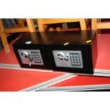 TWO BLACK PHEONIX PERSONAL ELECTRONIC SAFES, 23x17x17cm with three keys