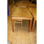 AN EARLY 20TH CENTURY SOLID OAK LIBRARY TABLE, 2 ½'' reeded legs and 4'' frieze, 183x83x75cm high (