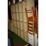 FIVE MODERN MAPLE EFFECT TALL NARROW BOOKCASES, with four fixed shelves 35x38x190cm high (s.d)